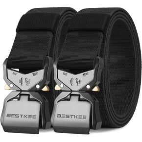 BESTKEE Tactical Belts 2 Pack - Military Rigger Nylon Web Work EDC Belt with Heavy-Duty Quick Release Buckle