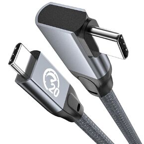 Right Angle USB C Cable 6 inch, 0.5ft Short USB C to USB C 90 Degree Cable 100W, USB C 3.2 Gen2x2 20Gbps 4K Video, Type C to C Charger Cord for iPhone 16 15 Pro Max iPad MacBook Galaxy S24 Ultra