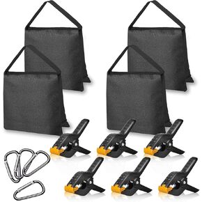 EMART Heavy Duty Sandbag with Spring Clamps - Photo Video Studio Stage Film Weight Bags for Photo Video Studio, Light Stands Boom Arms Tripods - 4 Pack