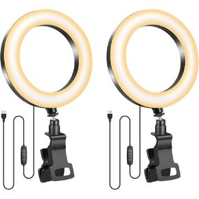 Evershop Ring Light with Tripod Stand,Small Desk Led Circle Lights Clip On Laptop for Video Conference Lighting,Computer Monitor,Zoom Meeting,Recording, Calls,Portable Selfie Light for Webcam,Phone,Pc