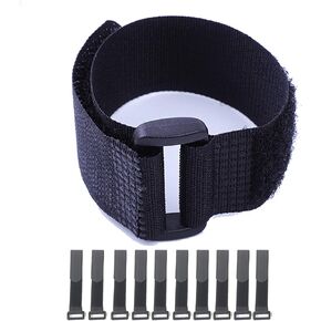 Fastening Hook and Loop Cable Straps,10Pack Black Self-Adhesive Cable Ties,Nylon Securing Straps with Buckles,Adjustable and Reusable Cinch Straps for Cords Organized and Tidy(1" x 12")