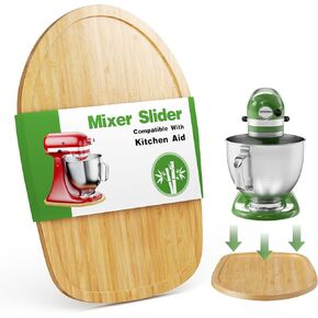 Food-Grade Bamboo Mixer Slider for KitchenAid 4.5-5 Qt Tilt Head Stand Mixer, Appliance Sliding Mat for Kitchenaid Artisan, Kitchen Countertop Storage Accessories Mixer Moving Tray Attachments