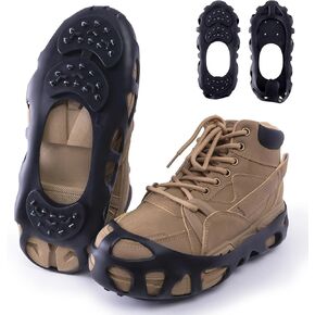 Ice Cleats, Ice Cleats for Shoes and Boots, Crampons for Shoes with 30 Spikes Anti Slip Snow Shoes