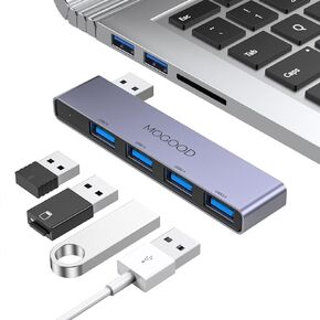 محور USB لأجهزة الكمبيوتر المحمول، محور USB MOGOOD 3.0 USB موزع بيانات نحيف للغاية [الشحن غير مدعوم] محطة محول USB متعددة منافذ USB لأجهزة الكمبيوتر المحمول، Windows PC، Mac، الطابعة، محرك فلاش، محرك الأقراص الصلبة المحمول