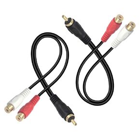 VCELINK RCA Y Splitter (8 Inch), 1 Male to 2 Female Stereo Audio Cable, Gold Plated Dual RCA Female Adapter for Subwoofer, Car Radio, Amplifier, TV, Digital Audio, 2 Pack