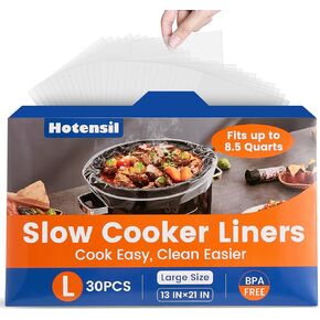 Slow Cooker Liners, Hotensil 13"x 21" 20 Count Cooking Bags Large Size Disposable Pot Liners, Fit 3QT to 8.5QT for Slow Cooker Cooking Trays, Multi-Purpose Durable Liners Plastic Bags, BPA Free