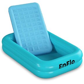 ENFLO Kids Inflatable Travel Bed with High Speed Pump | Blow Up Toddler Travel Bed with 4-Sided Safety Bumpers | Portable Toddler Air Mattress | Kids Air Mattress- Perfect for Sleepovers & Traveling