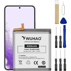 WUHAO for Samsung Galaxy S22 Replacement Battery, EB-BS901ABY Battery [2024 Upgraded] 4300mAh for Samsung Galaxy S22 5G SM-S901 SM-S901U with Adhesive Tape Tool Repair Kit