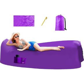 Inflatable Lounger Air Sofa Hammock-Portable,Water Proof& Anti-Air Leaking Design-with Side Pockets and Matching Bag-for Travelling,Outdoor, Camping, Hiking, Beach Parties, Picnic