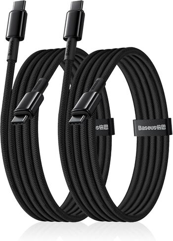 Baseus USB C Cable, 100W PD 5A QC 4.0 Fast Charging USB C to USB C Cable, Zinc Alloy Nylon Braided USB Type C Charger Cable for iPhone 16 15 Pro Plus Pro Max, MacBook, iPad Pro/Mini, Samsung S23/S22+ in Kuwait