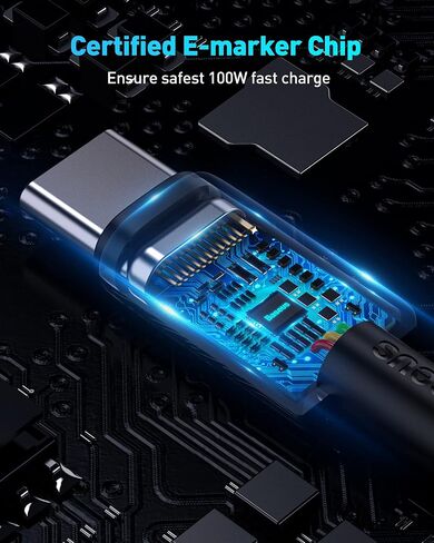 Baseus USB C Cable, 100W PD 5A QC 4.0 Fast Charging USB C to USB C Cable, Zinc Alloy Nylon Braided USB Type C Charger Cable for iPhone 16 15 Pro Plus Pro Max, MacBook, iPad Pro/Mini, Samsung S23/S22+ in Kuwait