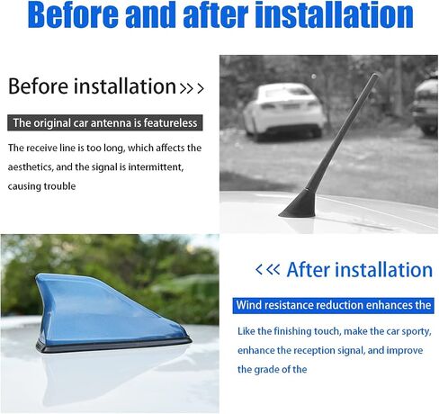 Car Shark Fin Antenna Cover, Roof Aerial Base AM/FM Radio Signal for Car SUV Truck, Vehicle Shark Fin Shape Cover with Adhesive Tape, Car Accessories Antenna Replacement Fits Most Cars (Black) in Saudi Arabia