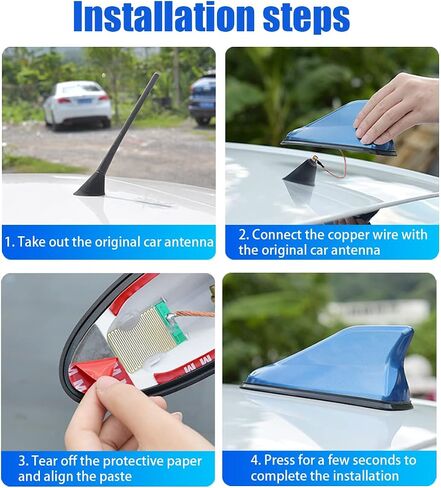 Car Shark Fin Antenna Cover, Roof Aerial Base AM/FM Radio Signal for Car SUV Truck, Vehicle Shark Fin Shape Cover with Adhesive Tape, Car Accessories Antenna Replacement Fits Most Cars (Black) in Saudi Arabia
