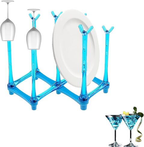 2 Pack Retractable Cup Drying Rack, Drinking Glass and Sports Bottle Drainer Stand, Plastic Bag Dryer and Mug Tree for Kitchen Countertop in Saudi Arabia