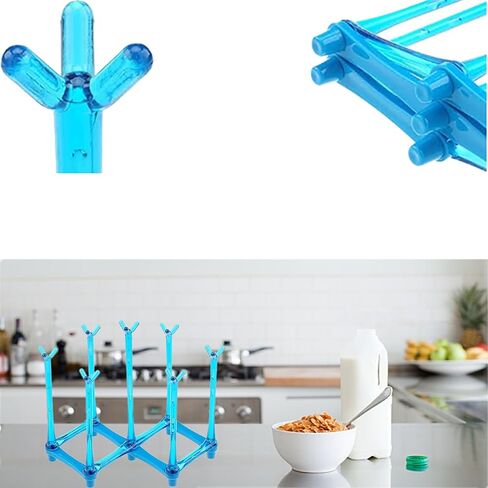 2 Pack Retractable Cup Drying Rack, Drinking Glass and Sports Bottle Drainer Stand, Plastic Bag Dryer and Mug Tree for Kitchen Countertop in Saudi Arabia