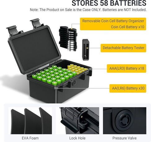 KIWIFOTOS 15 Slots C Cell Battery Organizer Storage Case | Heavy Duty IP67 Waterproof C Type LR14 Alkaline Batteries Holder Containers for Household Outdoor Office All-Purpose in Saudi Arabia