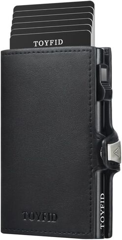 Minimalist Wallet for Men,Mens Wallet Card Holder Compatible with AirTag,Genuine Leather,ID Window,Pop Up Wallet Case,RFID Blocking,Slim Wallet with Magnetic Closure for Cash Credit Cards in Saudi Arabia