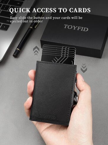 Minimalist Wallet for Men,Mens Wallet Card Holder Compatible with AirTag,Genuine Leather,ID Window,Pop Up Wallet Case,RFID Blocking,Slim Wallet with Magnetic Closure for Cash Credit Cards in Saudi Arabia