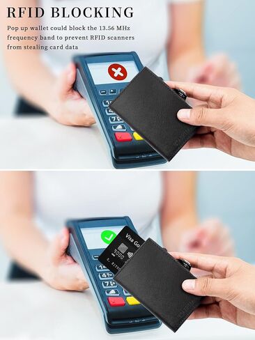Minimalist Wallet for Men,Mens Wallet Card Holder Compatible with AirTag,Genuine Leather,ID Window,Pop Up Wallet Case,RFID Blocking,Slim Wallet with Magnetic Closure for Cash Credit Cards in Saudi Arabia