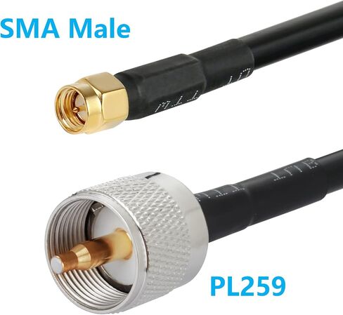 كابل تمديد WIZACE بطول 15 قدم SMA ذكر إلى PL259 UHF S-MR240 (50 أوم)، كابلات محورية من النحاس النقي لتطبيقات الترددات اللاسلكية، ومحلل الهوائي، وراديو HAM وCB المحمول، ومقياس SWR، والحمل الوهمي in Kuwait