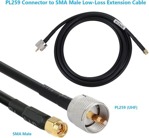 كابل تمديد WIZACE بطول 15 قدم SMA ذكر إلى PL259 UHF S-MR240 (50 أوم)، كابلات محورية من النحاس النقي لتطبيقات الترددات اللاسلكية، ومحلل الهوائي، وراديو HAM وCB المحمول، ومقياس SWR، والحمل الوهمي in Kuwait