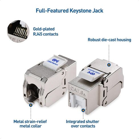 Cable Matters UL Listed 10Gbps 12-Pack RJ45 Shielded Cat6A / Cat6 Keystone Jack with Integrated Shutter in Saudi Arabia