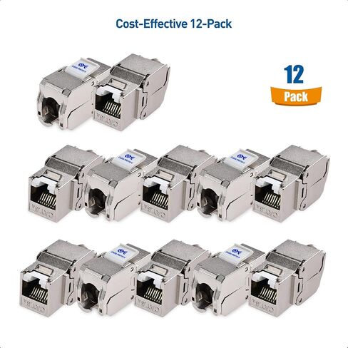 Cable Matters UL Listed 10Gbps 12-Pack RJ45 Shielded Cat6A / Cat6 Keystone Jack with Integrated Shutter in Saudi Arabia