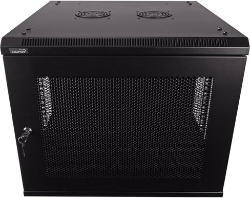 رف شبكة NavePoint 12U Deluxe IT للتعليق على الجدار 19 بوصة خادم مع قفل باب مثقوب 24 بوصة أسود عميق in Kuwait