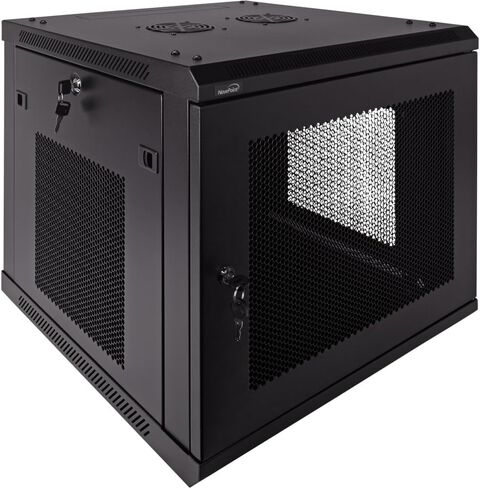 رف شبكة NavePoint 12U Deluxe IT للتعليق على الجدار 19 بوصة خادم مع قفل باب مثقوب 24 بوصة أسود عميق in Kuwait