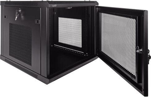 رف شبكة NavePoint 12U Deluxe IT للتعليق على الجدار 19 بوصة خادم مع قفل باب مثقوب 24 بوصة أسود عميق in Kuwait