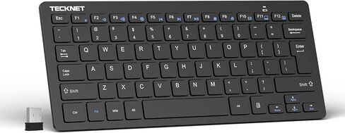 TECKNET 2.4G Wireless Keyboard, Small Wireless Keyboard with Media Hotkeys,Mini Keyboard Compact Wireless Keyboard, 12-Month Battery Life, Compatible with PC, Desktop, Laptop, Smart TV - Black in Kuwait
