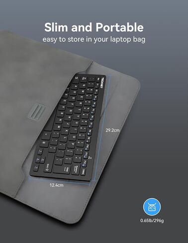 TECKNET 2.4G Wireless Keyboard, Small Wireless Keyboard with Media Hotkeys,Mini Keyboard Compact Wireless Keyboard, 12-Month Battery Life, Compatible with PC, Desktop, Laptop, Smart TV - Black in Kuwait