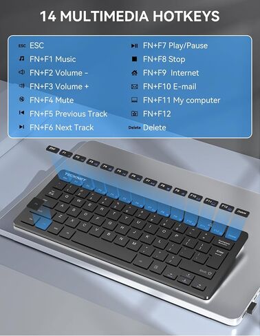 TECKNET 2.4G Wireless Keyboard, Small Wireless Keyboard with Media Hotkeys,Mini Keyboard Compact Wireless Keyboard, 12-Month Battery Life, Compatible with PC, Desktop, Laptop, Smart TV - Black in Kuwait