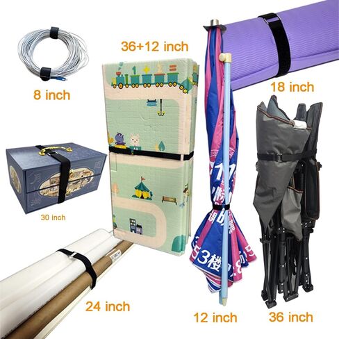 8"12"18"24"30" Hook and Loop Fastening Cable Strap - 30 Pack Reusable Nylon Extend Securing Strap - Adjustable Cinch Strap with Buckle in Saudi Arabia