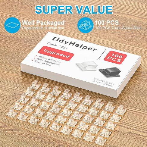 100 PCS Outdoor Light Clips (Small, Clear), Christmas Light Clips for String Lights, Adhesive Cable Clips for Cable Management Cord Organizer, Wire Holders Hooks for Wall, Car, PC in Saudi Arabia