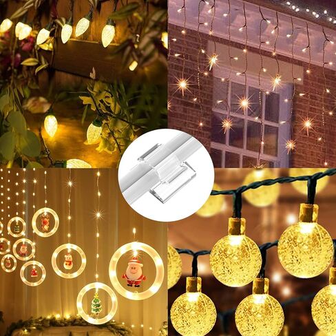 100 PCS Outdoor Light Clips (Small, Clear), Christmas Light Clips for String Lights, Adhesive Cable Clips for Cable Management Cord Organizer, Wire Holders Hooks for Wall, Car, PC in Saudi Arabia