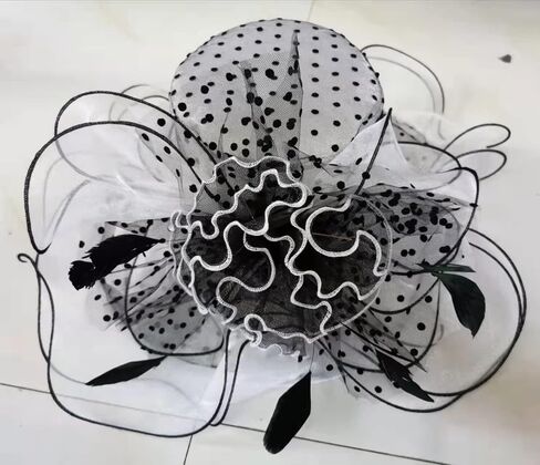 Women Organza Fascinator Church Hat Floral Tea Party Wedding Hat (013D White) in Saudi Arabia