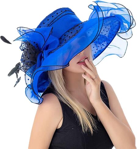 Women Organza Fascinator Church Hat Floral Tea Party Wedding Hat (013D White) in Saudi Arabia