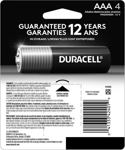 Duracell Coppertop AAA Batteries with Power Boost Ingredients, 4 Count Pack Triple A Battery with Long-lasting Power, Alkaline AAA Battery for Household and Office Devices in Saudi Arabia