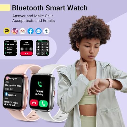 ساعة ذكية للنساء، متوافقة مع Android وiPhone، ساعة تتبع اللياقة البدنية مقاس 1.8 بوصة مع Alexa، تنبيهات المكالمات والإشعارات، مراقب معدل ضربات القلب والنوم، 120 وضعًا رياضيًا، ساعة مقاومة للماء للنساء in Saudi Arabia
