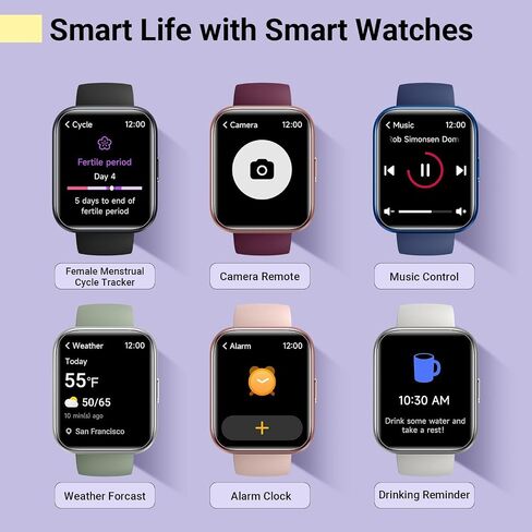 ساعة ذكية للنساء، متوافقة مع Android وiPhone، ساعة تتبع اللياقة البدنية مقاس 1.8 بوصة مع Alexa، تنبيهات المكالمات والإشعارات، مراقب معدل ضربات القلب والنوم، 120 وضعًا رياضيًا، ساعة مقاومة للماء للنساء in Saudi Arabia
