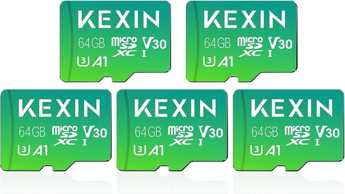 بطاقة ذاكرة KEXIN Micro SD سعة 64 جيجابايت 5 عبوات بطاقات ذاكرة microSDXC فئة 10 بطاقة Micro SD عالية السرعة تصل إلى 85 ميجابايت/ثانية، C10، U3، V30، A1 in Saudi Arabia