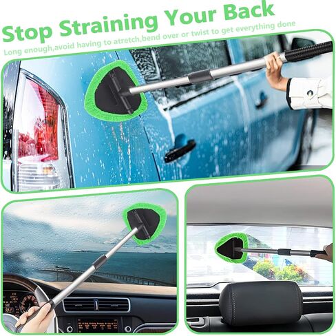 Car Windshield Cleaning Tools, Expandable Car Window Cleaner kit with 4 Reusable Microfiber Pads, 2 Spray Bottles, Windshield Cleaning Wand Tool, Auto Interior Dust Brush, for Trucks, SUVs, RVs etc in Saudi Arabia