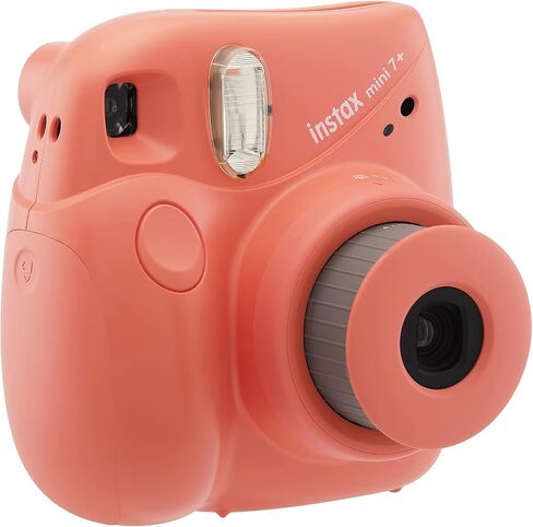 Fujifilm Instax Mini 7+ Camera, Easy to Operate, Portable, Handy Selfie Mirror, Polaroid Camera, Perfect for Beginners and Experts, Sleek and Stylish Design - Coral (Renewed) in Saudi Arabia