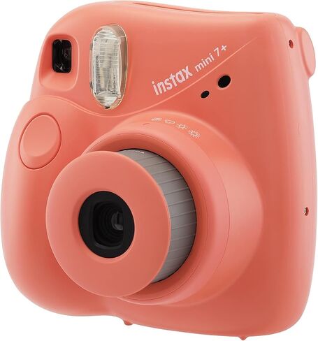 Fujifilm Instax Mini 7+ Camera, Easy to Operate, Portable, Handy Selfie Mirror, Polaroid Camera, Perfect for Beginners and Experts, Sleek and Stylish Design - Coral (Renewed) in Saudi Arabia