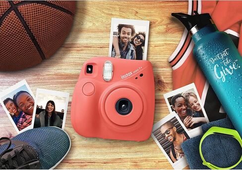 Fujifilm Instax Mini 7+ Camera, Easy to Operate, Portable, Handy Selfie Mirror, Polaroid Camera, Perfect for Beginners and Experts, Sleek and Stylish Design - Coral (Renewed) in Saudi Arabia