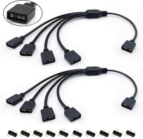 كابل مقسم 1 إلى 3 ARGB، كابل ARGB، كابل تمديد مقسم RGB قابل للعنونة 5 فولت 3 دبوس، كابل مزامنة ARGB LED لتمديد مراوح ARGB للكمبيوتر الشخصي أو سلسلة ARGB LED (عبوتان) in Kuwait