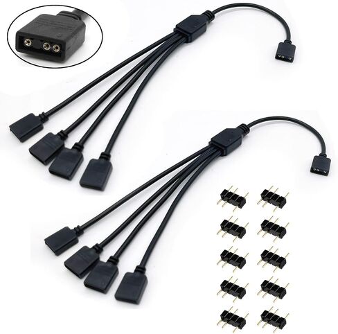 كابل مقسم 1 إلى 3 ARGB، كابل ARGB، كابل تمديد مقسم RGB قابل للعنونة 5 فولت 3 دبوس، كابل مزامنة ARGB LED لتمديد مراوح ARGB للكمبيوتر الشخصي أو سلسلة ARGB LED (عبوتان) in Kuwait