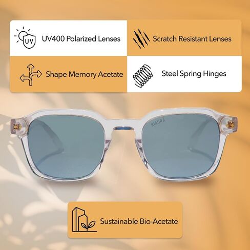 Lautner Premium UV400 Polarized Sunglasses, XL & Original Sizes, Shape Memory Acetate Frames, Scratch-Resistant Lenses (Whiskey, Original) in Saudi Arabia