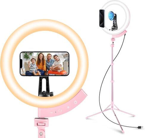 Aureday 12'' Selfie Ring Light with 62'' Tripod Stand and Magnetic Phone Holder, LED Ringlight for Recording/TikTok/Makeup/Photography, Circle Fill Light with Wireless Remote for iPhone&Android Phones in Saudi Arabia